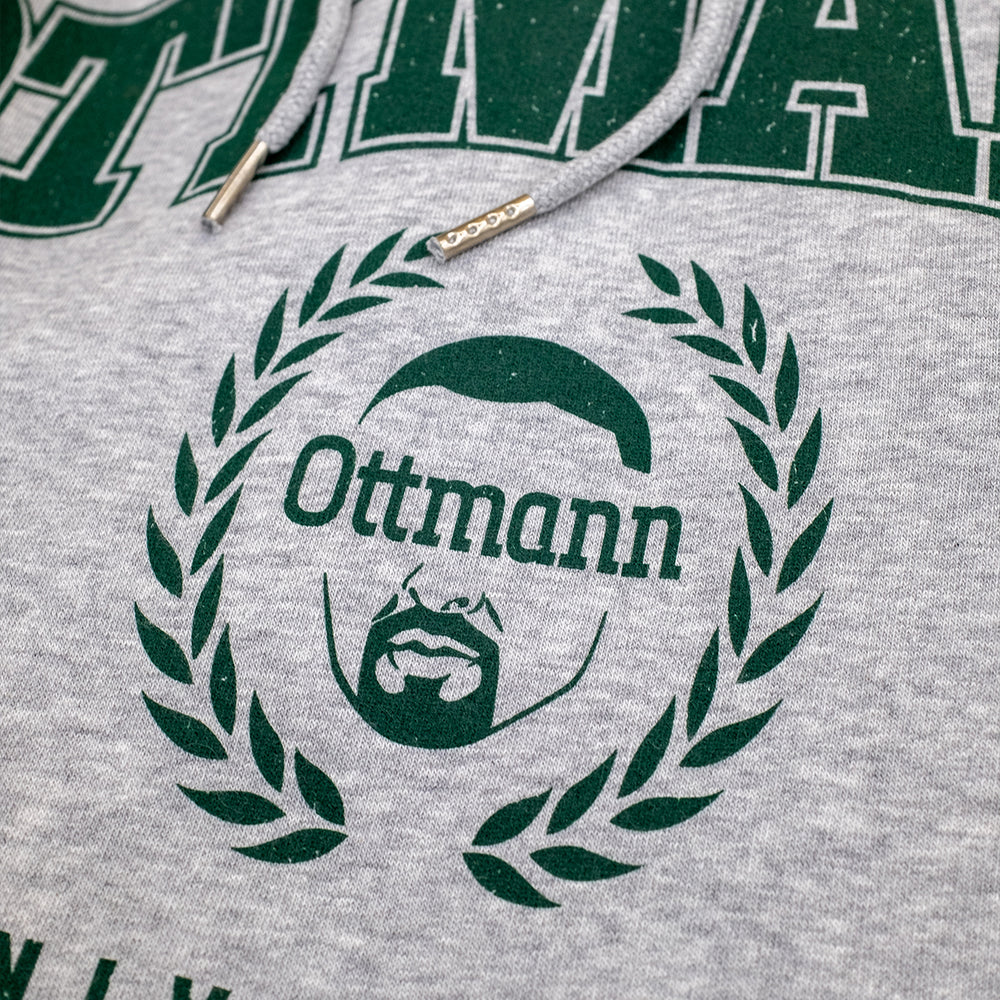 Grauer Pullover mit grünem Ottmann Logo
